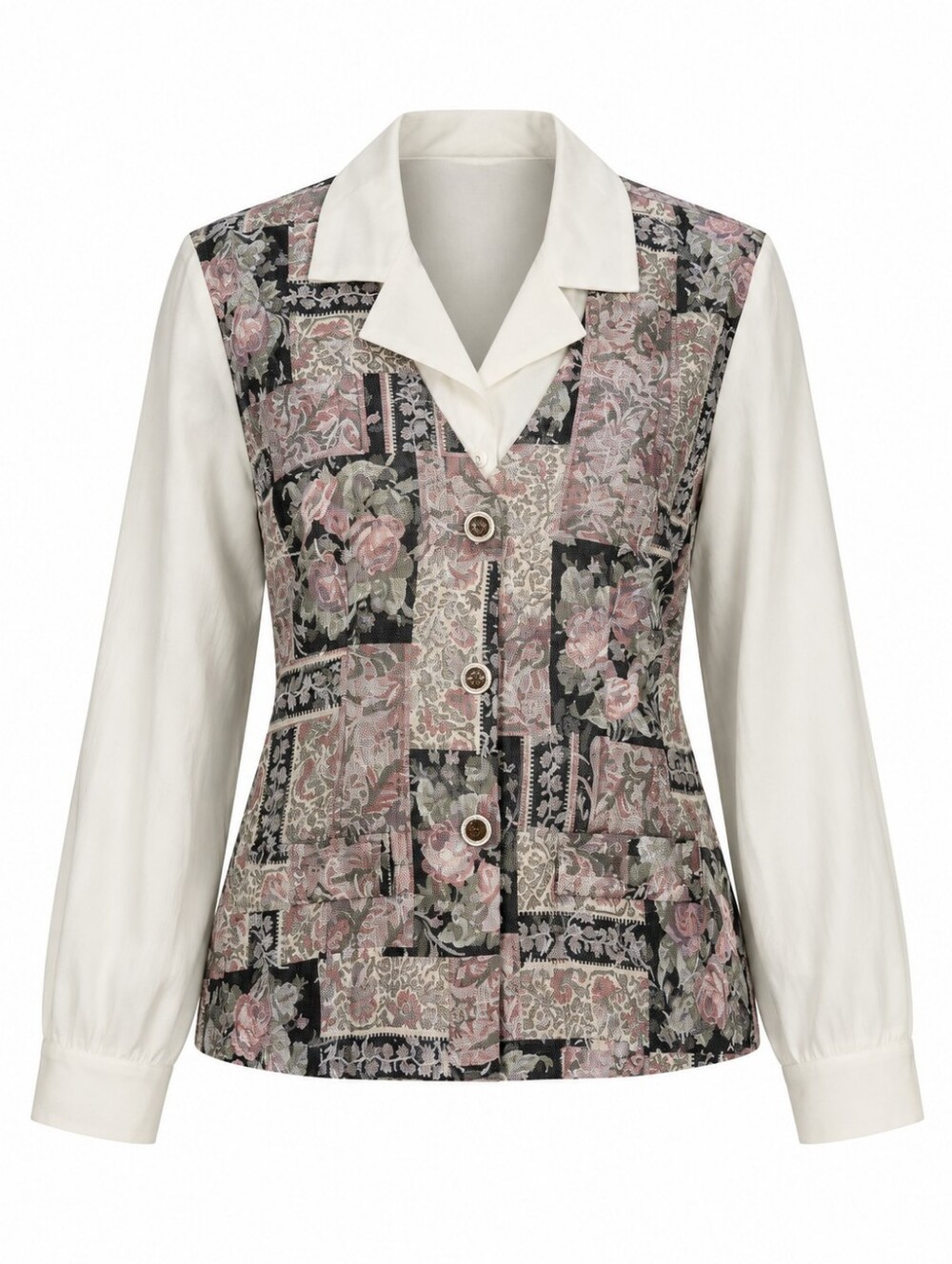 Jessica Vintage 90s Patchwork Tapestry Grandmacore Boho Academia Retro Shirt 10